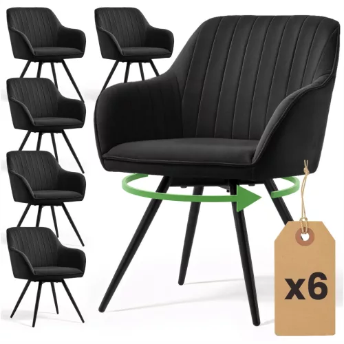 AKORD TURNO Forgószék Welúr Fekete 6 db-os Szett