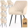AKORD VELTO kárpitozott szék welur bézs rombusz steppelt fekete lábak 6 db