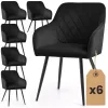 AKORD VELTO Kárpitozott Szék Fekete Bársony Rombusz Steppelt Fekete Lábak 6 db