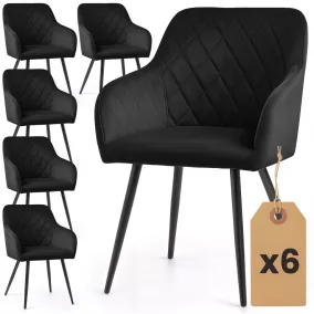   AKORD VELTO Kárpitozott Szék Fekete Bársony Rombusz Steppelt Fekete Lábak 6 db