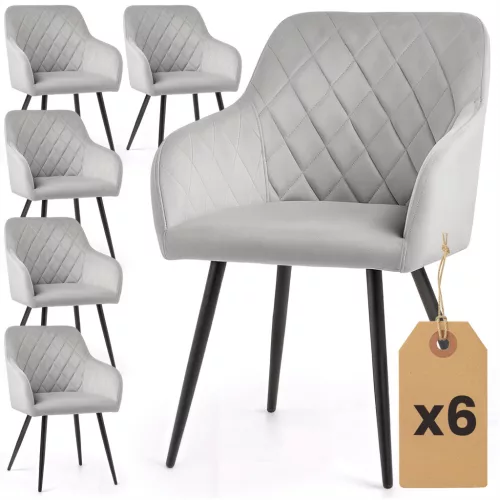 AKORD VELTO Tapicerowane Szék Welur Szürke Fekete Lábakkal 6 db