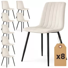  AKORD LIVO Étkezőszék Welur Bézs Fekete Lábakkal 8 db-os Szett