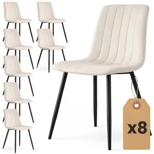 AKORD LIVO Étkezőszék Welur Bézs Fekete Lábakkal 8 db-os Szett