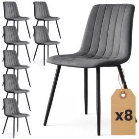   AKORD LIVO Étkezőszék Welur Sötét Grafit Fekete Lábakkal 8 db-os Szett