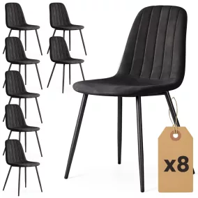   AKORD LUMO kárpitozott szék welur fekete pikírozott fekete lábak 8 db-os szett