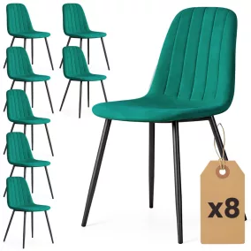   AKORD LUMO Kárpitozott Szék Welur Palackzöld Fekete Lábakkal 8 db-os Szett