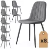 AKORD LUMO Kárpitozott Szék Welur Sötét Grafit Fekete Lábakkal 8 db-os Szett