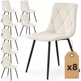   AKORD MILO kárpitozott étkezőszék welur bézs rombusz steppelt fekete lábakkal 8 db-os szett