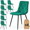AKORD MILO Tapicerowane Pikowane Szék Welur Palackzöld Fekete Lábak 8 db