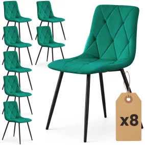   AKORD MILO Tapicerowane Pikowane Szék Welur Palackzöld Fekete Lábak 8 db