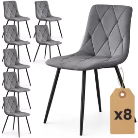   AKORD MILO kárpitozott étkezőszék welur sötétszürke fekete lábakkal 8 db-os szett