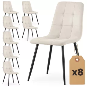   AKORD NERO Étkezőszék Welúr Bézs Fekete Lábakkal 8 db-os Szett