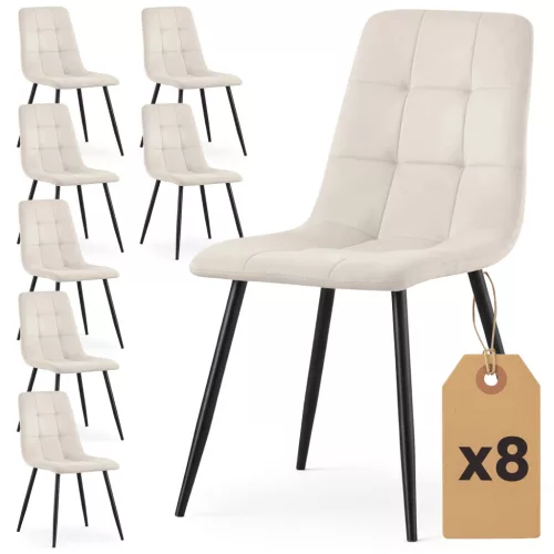 AKORD NERO Étkezőszék Welúr Bézs Fekete Lábakkal 8 db-os Szett