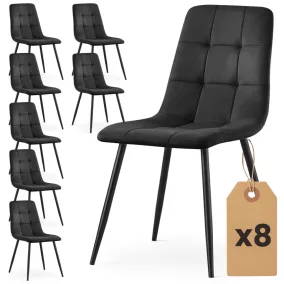  AKORD NERO étkezőszék welur fekete pikírozott fekete lábakkal 8 db-os szett