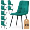 AKORD NERO Étkező Szék Welur Üvegzöld Pikírozott Fekete Lábak 8 db-os Szett