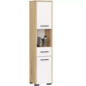   AKORD FIN Fürdőszobai Álló Szekrény Artisan Tölgy-Fehér 140cm