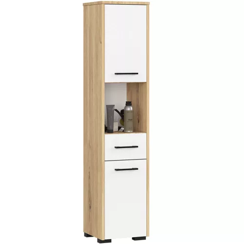 AKORD FIN Fürdőszobai Álló Szekrény Artisan Tölgy-Fehér 140cm