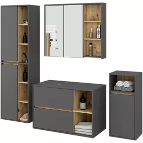   AKORD VAMI Fali Fürdőszobabútor Szett Grafit Szürke/Artisan Tölgy