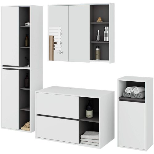 VAMI Fali Fürdőszobabútor Szett Fehér/Grafit