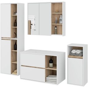 VAMI Fali Fürdőszobabútor Szett Fehér/Sonoma Tölgy