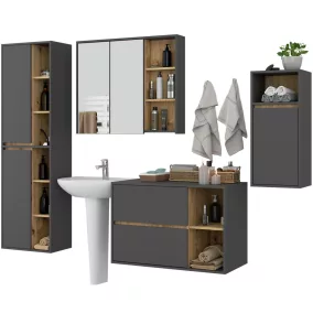   AKORD VAMI Fali Fürdőszobabútor Szett Grafit Szürke / Artisan Tölgy