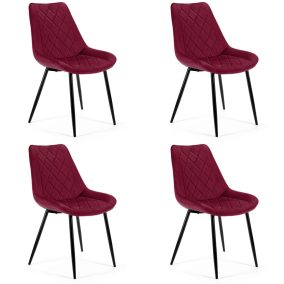 AKORD SJ.0488 Bársony Étkezőszék Bordó Steppelt