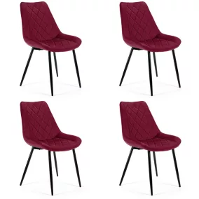 AKORD SJ.0488 Bársony Étkezőszék Bordó Steppelt