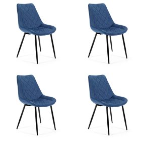   AKORD SJ.0488 Bársony Étkezőszék Steppelt Tengerészkék 4 darabos szett