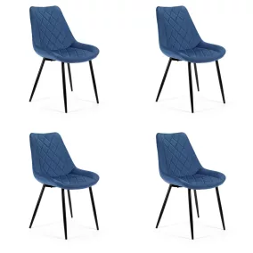   AKORD SJ.0488 Bársony Étkezőszék Steppelt Tengerészkék 4 darabos szett