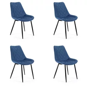   AKORD SJ.0488 Bársony Étkezőszék Steppelt Tengerészkék 4 darabos szett