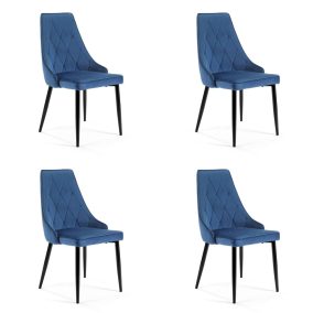   AKORD SJ.054 Glamour Bársony Étkezőszék Tengerészkék Steppelt