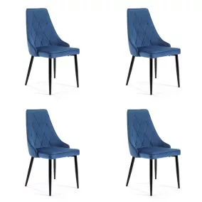   AKORD SJ.054 Glamour Bársony Étkezőszék Tengerészkék Steppelt