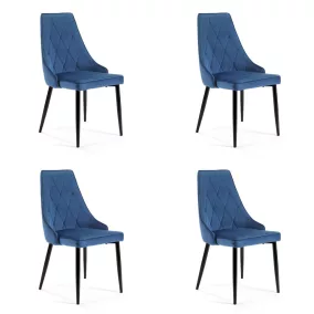   AKORD SJ.054 Glamour Bársony Étkezőszék Tengerészkék Steppelt
