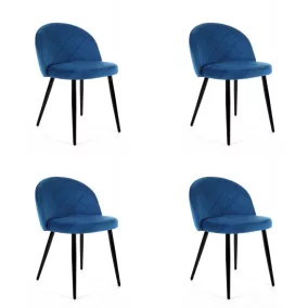   AKORD SJ.077 Bársony Étkezőszék Tengerészkék Steppelt 4 darabos szett