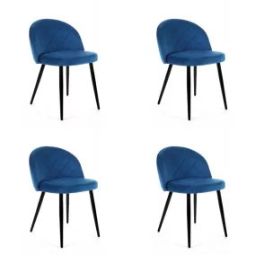   AKORD SJ.077 Bársony Étkezőszék Tengerészkék Steppelt 4 darabos szett