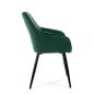 AKORD SJ.082 Bársony Étkezőszék Karfás Palackzöld