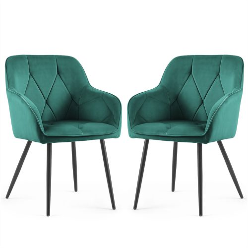 AKORD Furniture Factory DIAMANTE kárpitozott szék welur butelkazöld fekete lábakkal