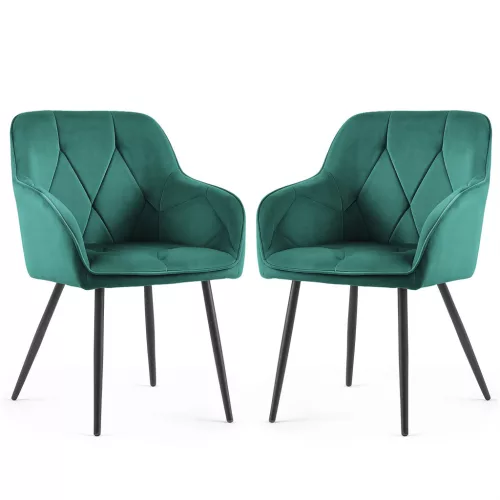 AKORD Furniture Factory DIAMANTE kárpitozott szék welur butelkazöld fekete lábakkal
