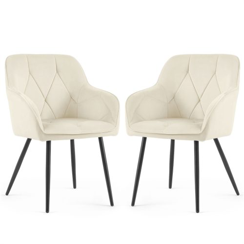 AKORD Furniture Factory DIAMANTE Kárpitozott Szék Velúr Krém Fekete Lábakkal