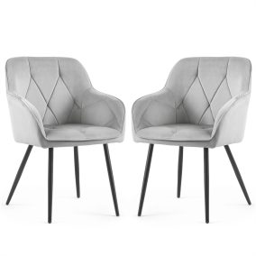   AKORD DIAMANTE Kárpitozott Szék Welúr Szürke Fekete Lábakkal