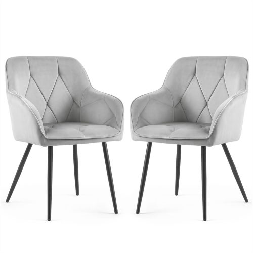 AKORD DIAMANTE Kárpitozott Szék Welúr Szürke Fekete Lábakkal