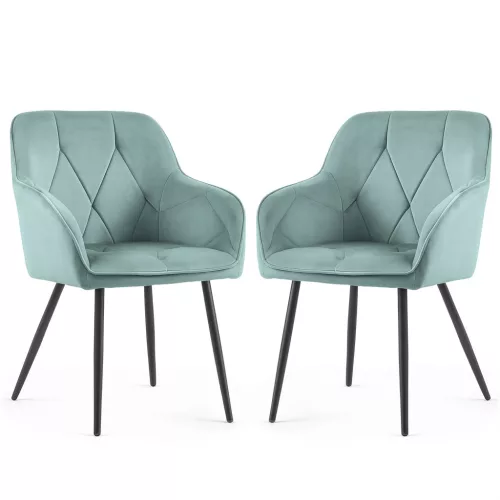 AKORD Diamante Kárpitozott Szék Welúr Türkiz Fekete Lábakkal