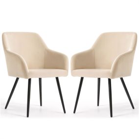   AKORD ESTELLE Kárpitozott Szék Bársony Bézs Fekete Lábakkal 2 db