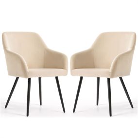   AKORD ESTELLE Kárpitozott Szék Bársony Bézs Fekete Lábakkal 2 db