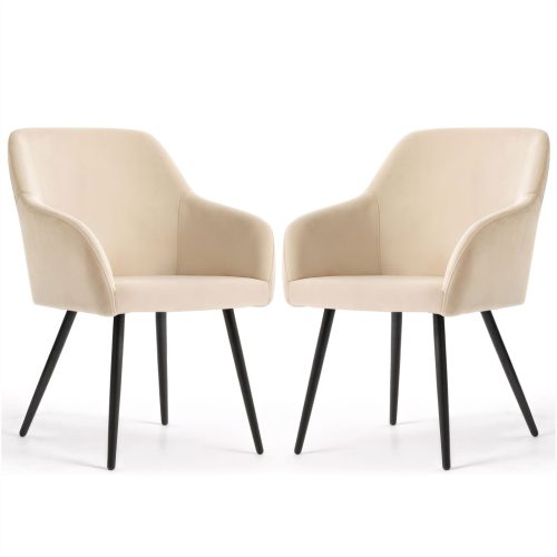 AKORD ESTELLE Kárpitozott Szék Bársony Bézs Fekete Lábakkal 2 db