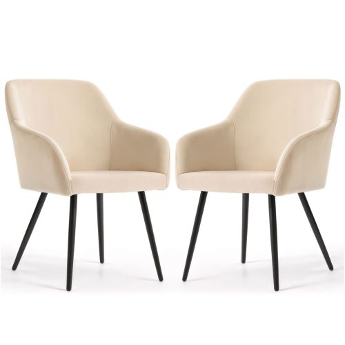 AKORD ESTELLE Kárpitozott Szék Bársony Bézs Fekete Lábakkal 2 db