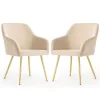 AKORD Estelle Kárpitozott Szék Welúr Bézs Arany Lábakkal 2 db