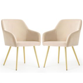   AKORD Estelle Kárpitozott Szék Welúr Bézs Arany Lábakkal 2 db
