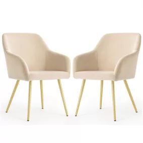   AKORD Estelle Kárpitozott Szék Welúr Bézs Arany Lábakkal 2 db