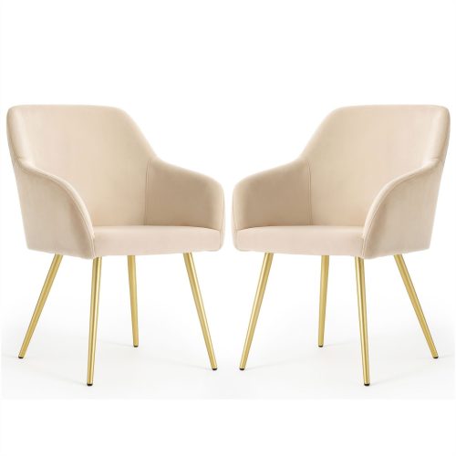 AKORD Estelle Kárpitozott Szék Welúr Bézs Arany Lábakkal 2 db